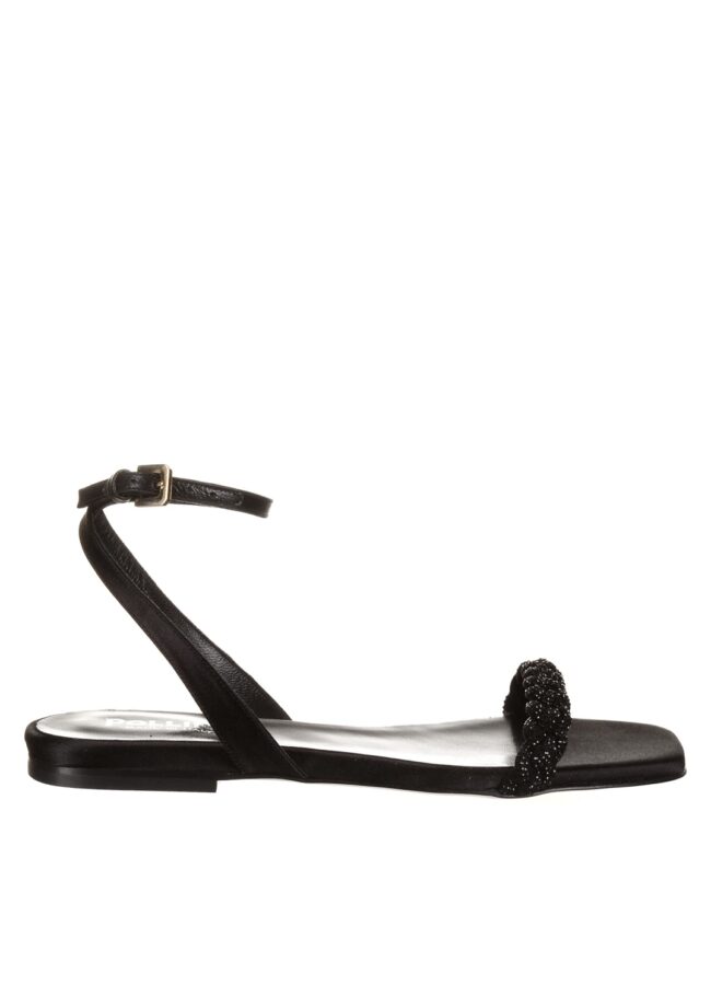POLLINI - Czarne sandały z paskiem z kryształami SA16340C0CTJ0000