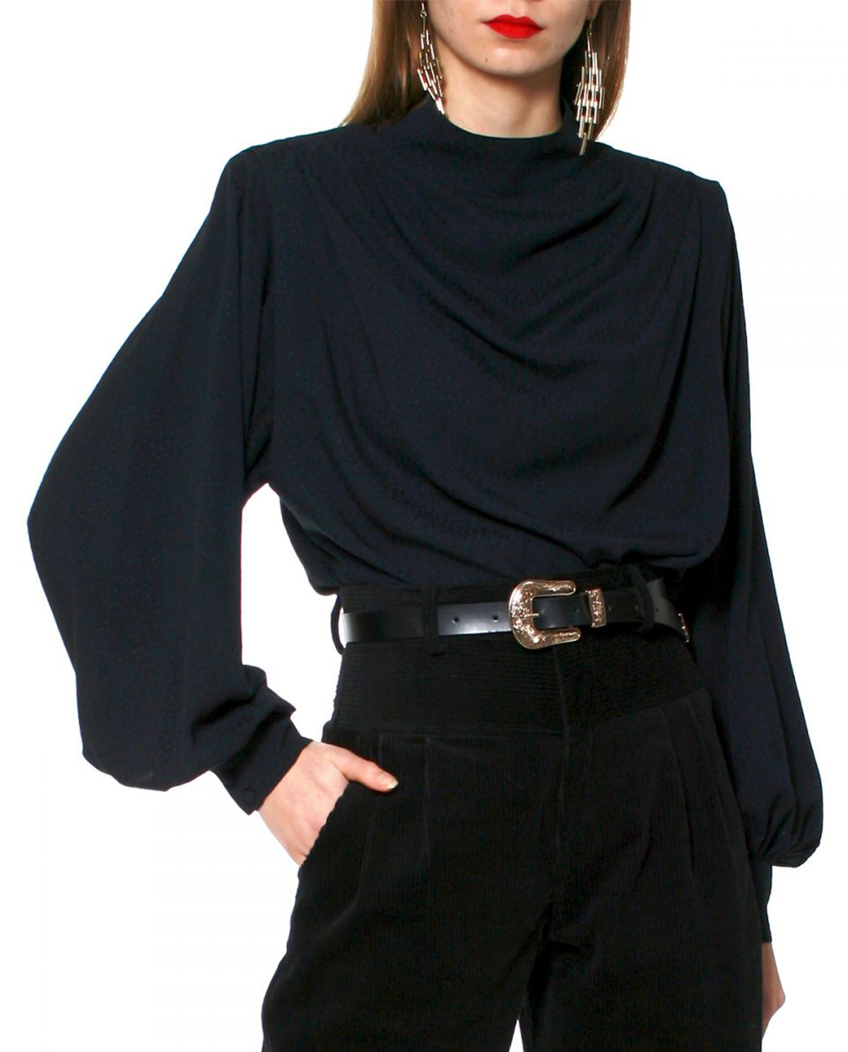 AGGI - Czarna bluzka z cupro Karen KAREN