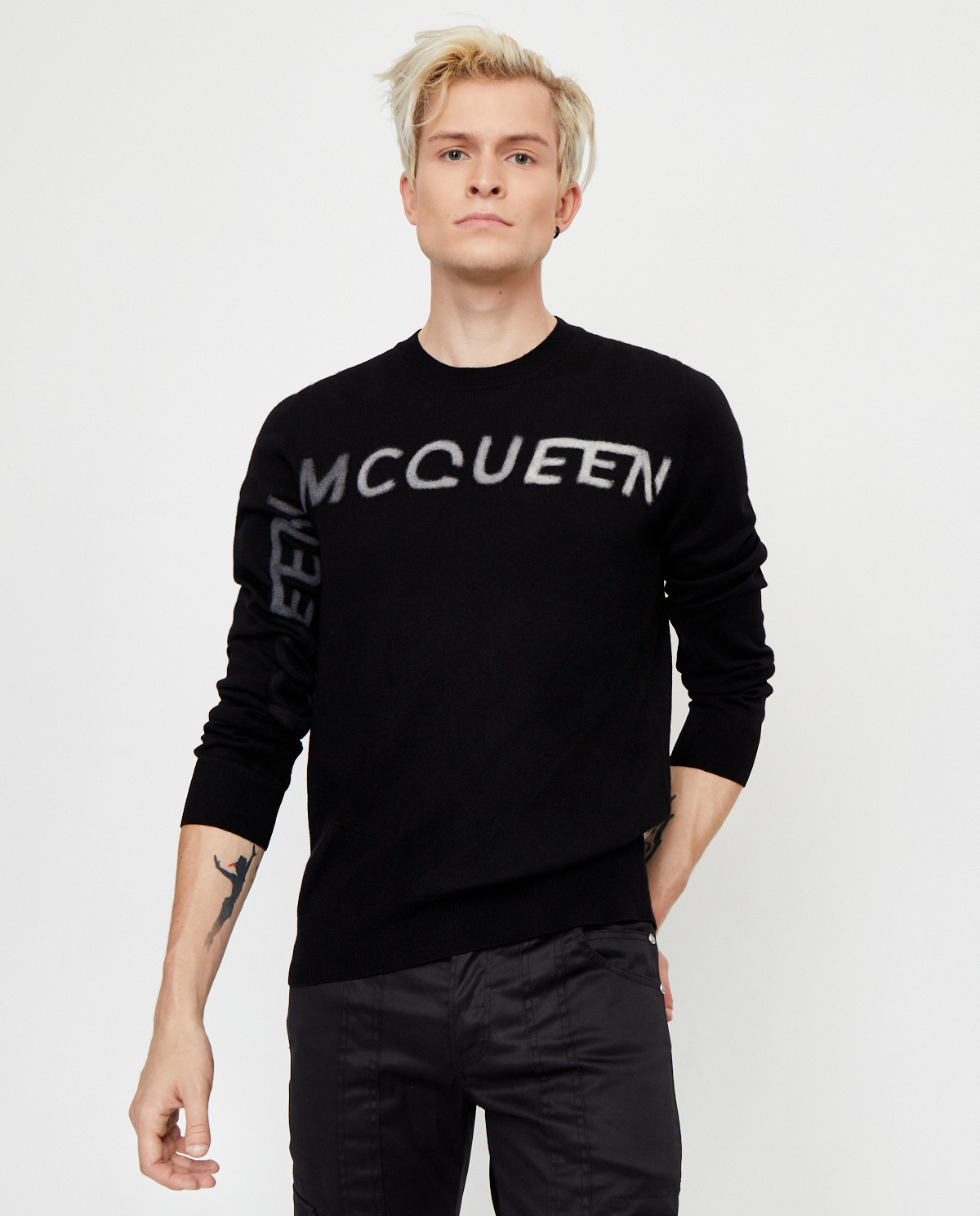 ALEXANDER MCQUEEN - Czarny sweter z wełny 626457 Q1WZN