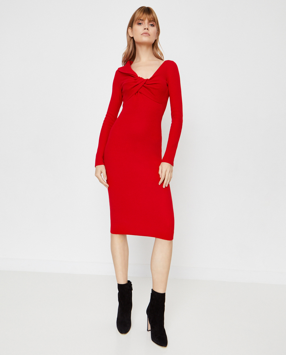 ALEXANDER MCQUEEN - Czerwona sukienka z wełny 650269 Q1AR9