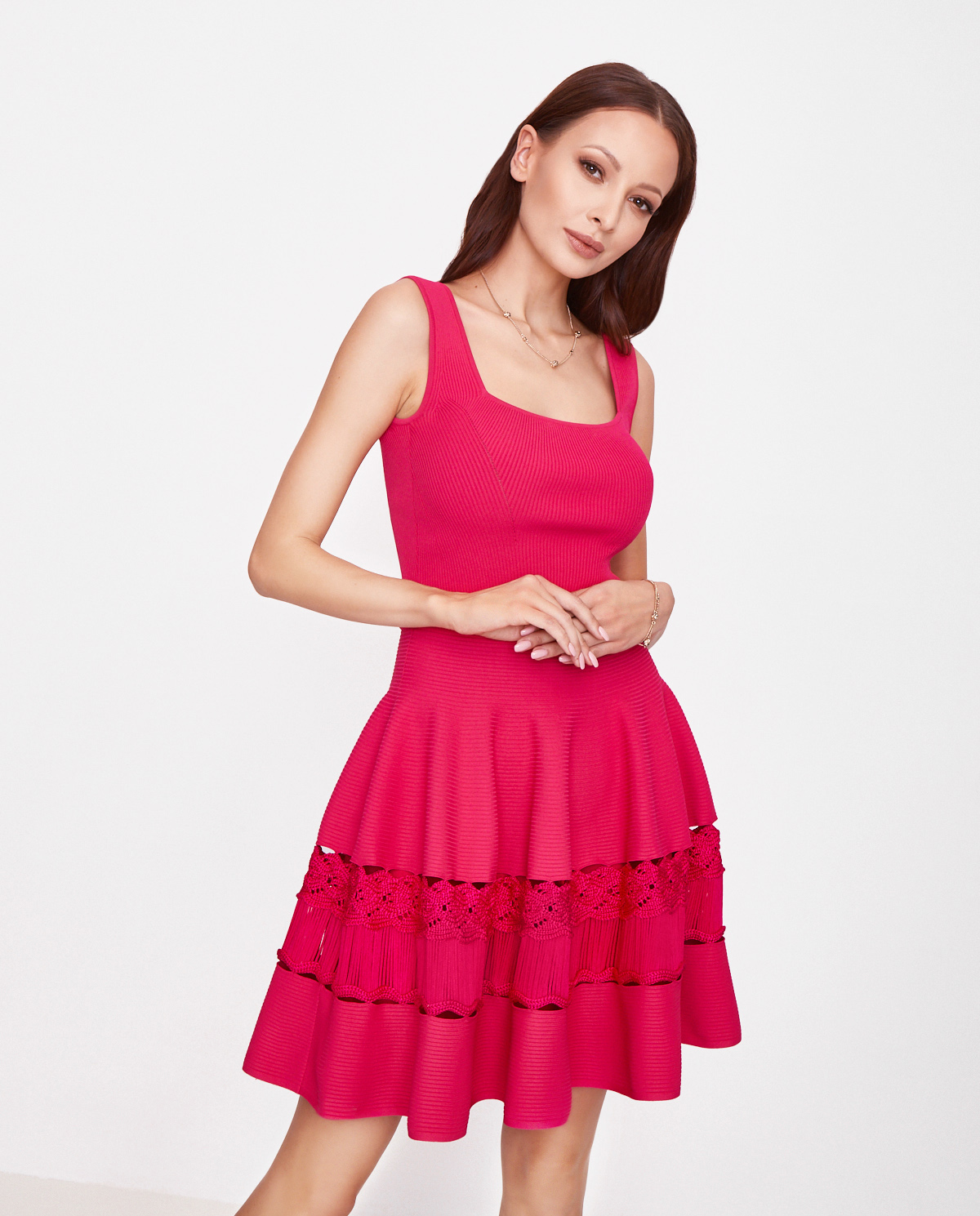 ALEXANDER MCQUEEN - Różowa sukienka mini 610723 Q1AL7
