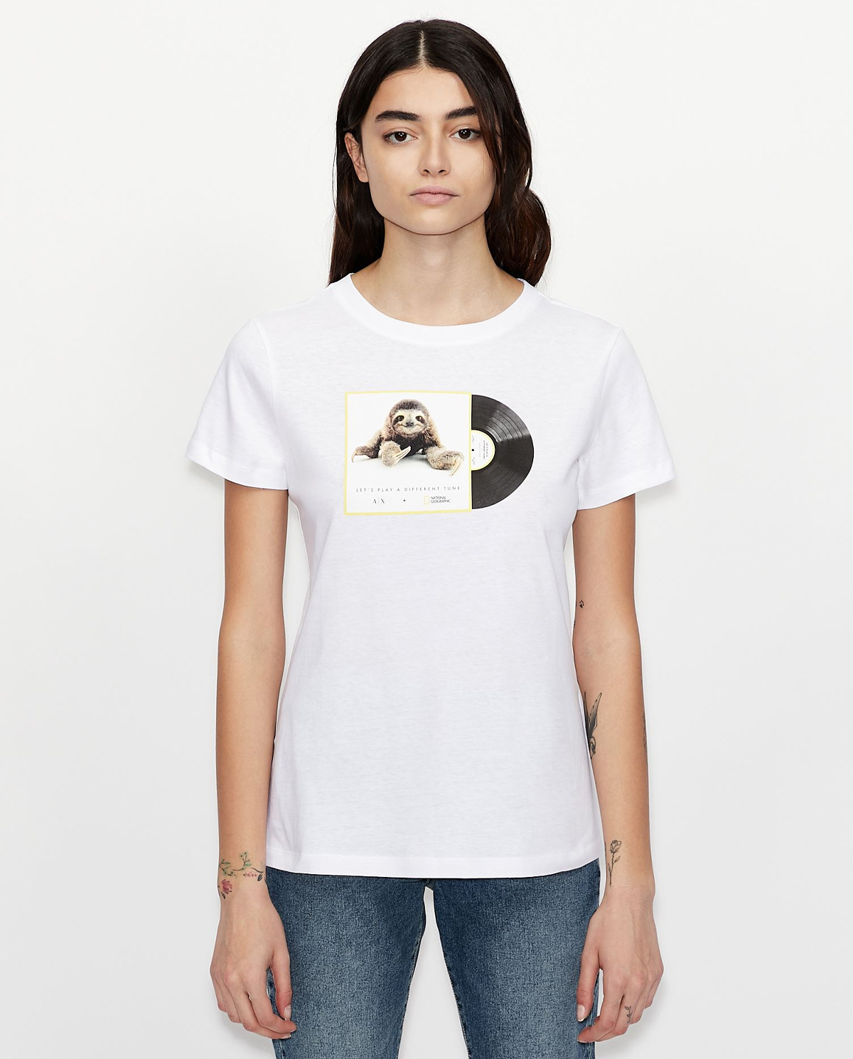 ARMANI EXCHANGE - Biały T-shirt z nadrukiem 3KYTNA YJ5AZ