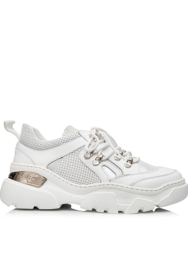 BALDININI - Białe sneakersy z srebrnymi detalami 211-bd042