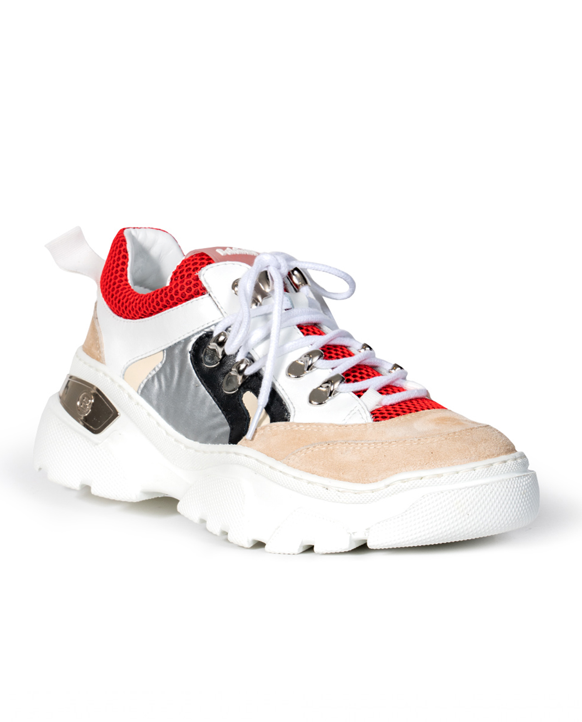 BALDININI - Sneakersy na platformie z łączonych materiałów 098054