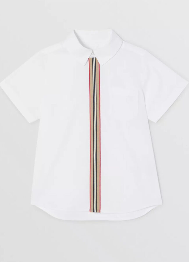 BURBERRY CHILDREN - Biała koszula z krótkim rękawem 3-12 lat 8030467
