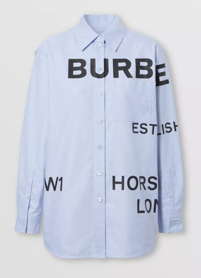 BURBERRY - Niebieska koszula z nadrukiem W8040827