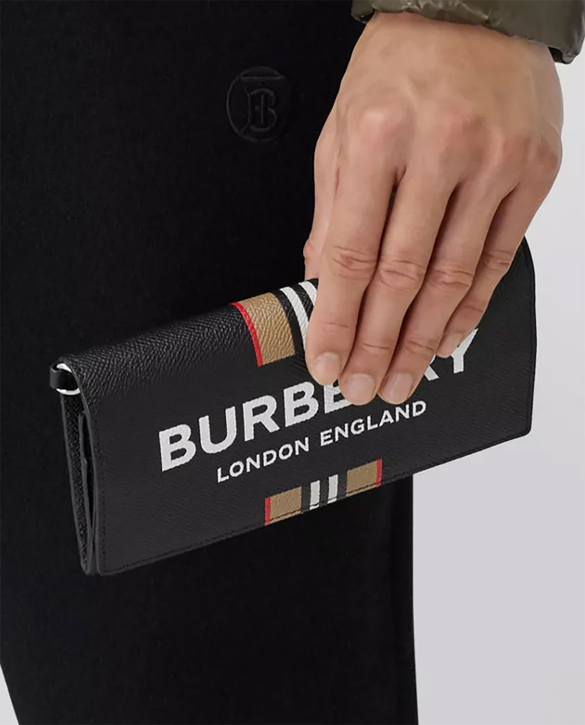 BURBERRY - Skórzany portfel na ramię z logo M8033852
