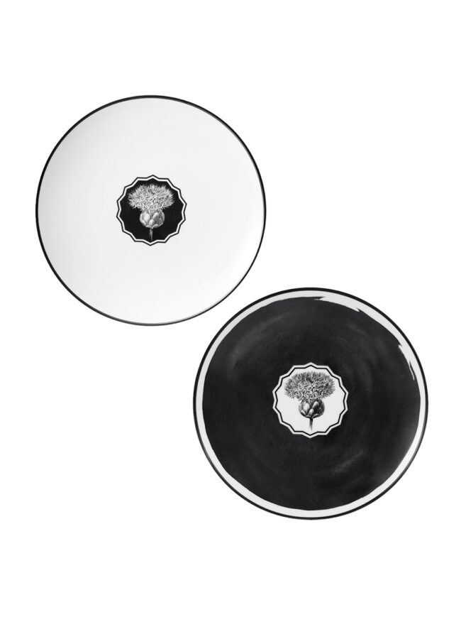CHRISTIAN LACROIX - Zestaw czarno-białych talerzy deserowych z porcelany 201474LC