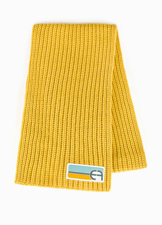 ELISABETTA FRANCHI - Żółty szalik z logo SC09P98E2