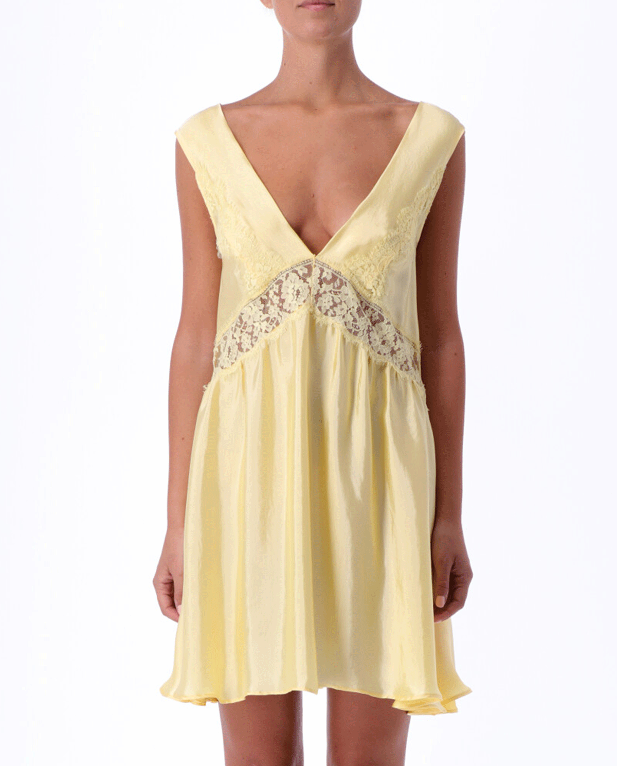 ERMANNO FIRENZE - Żółta sukienka z głębokim dekoltem D38ETAB09RAS
