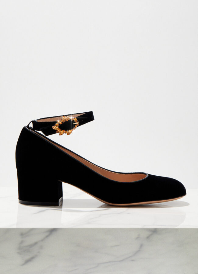 GIANVITO ROSSI - Czarne buty z ozdobną klamrą G22034.45RIC.XVANENE