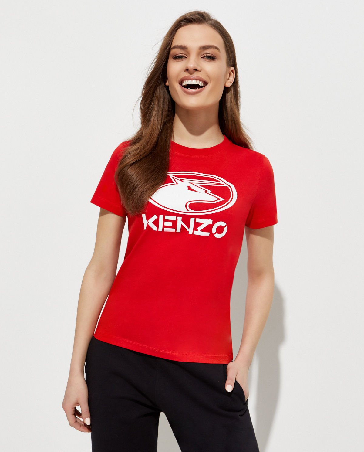 KENZO - Czerwona koszulka "KENZO Ox" PFB52TS8904SA
