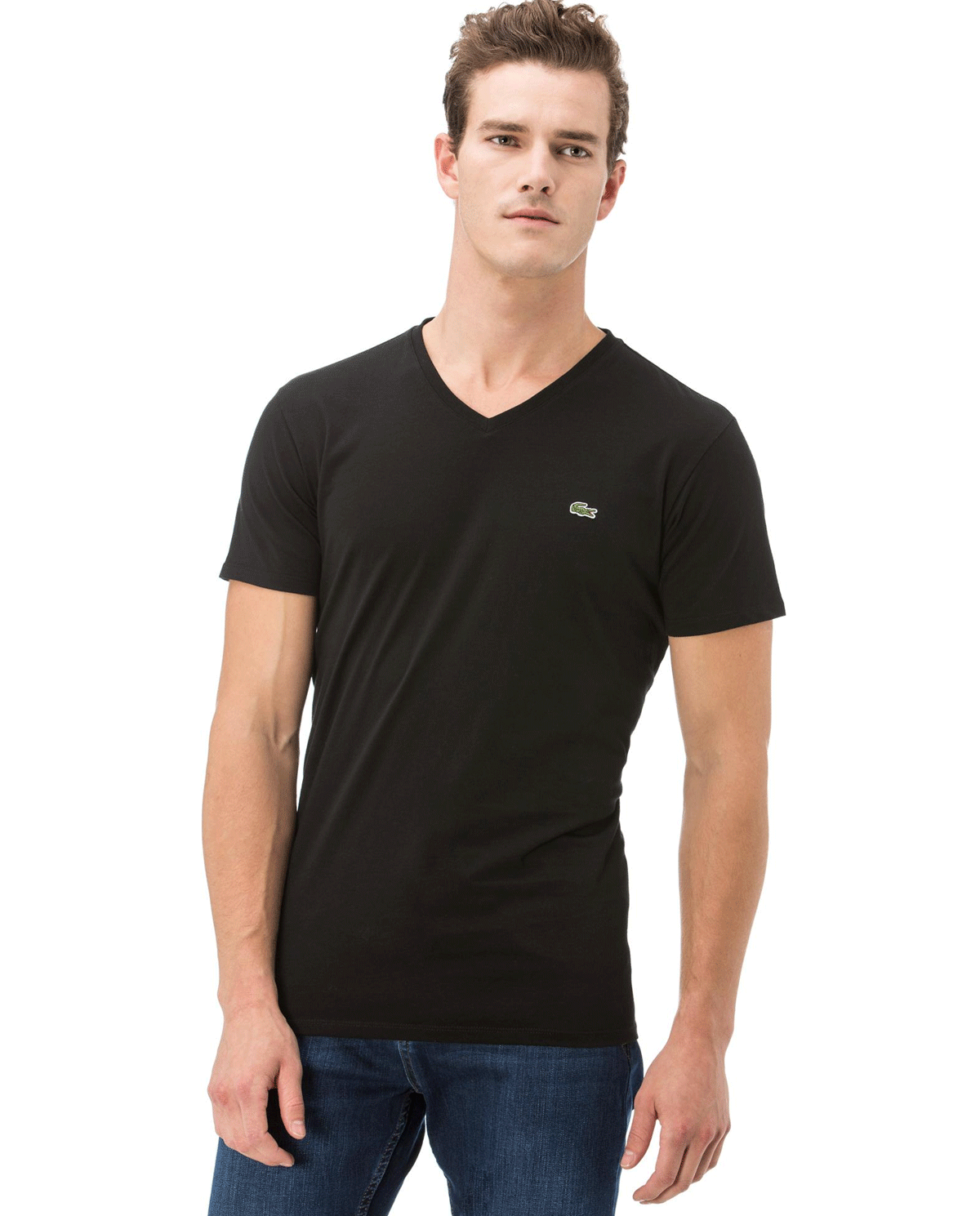 LACOSTE - Czarny t-shirt z bawełny TH2036