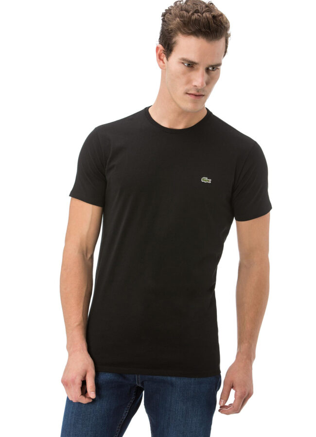 LACOSTE - Czarny t-shirt z elastycznej bawełny TH2038