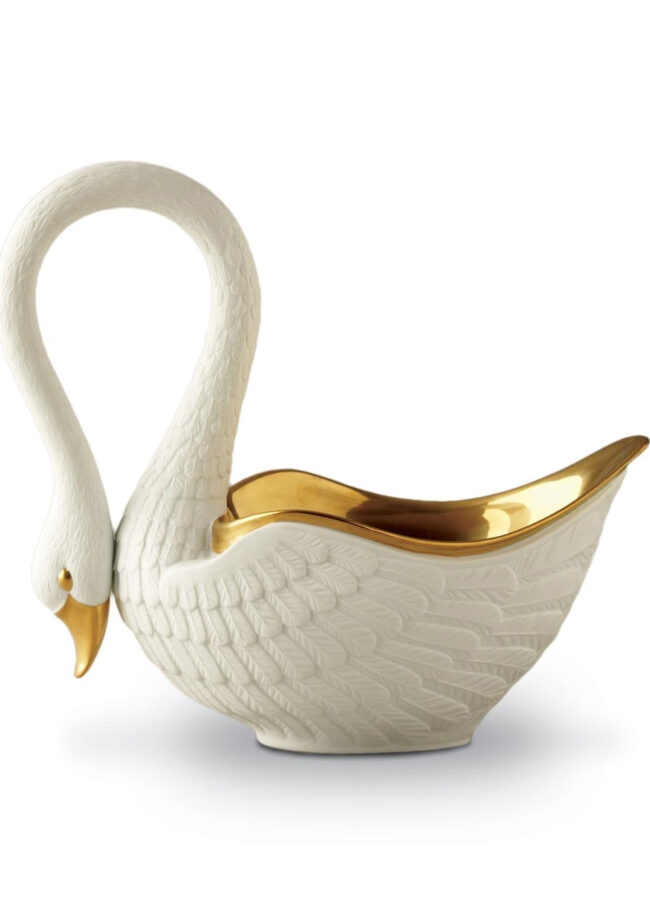 L'OBJET - Porcelanowa misa ze złotem Swan 4935