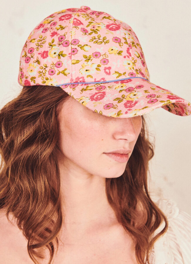 LOVE SHACK FANCY - Różowa czapka w kwiaty LA190-700