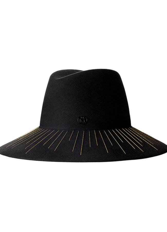 MAISON MICHEL PARIS - Czarny kapelusz Kate ze zdobieniami 1009062001