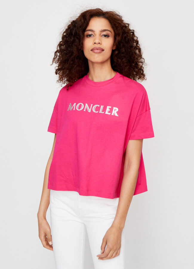 MONCLER - Różowa koszulka z logo F1-093-8C704-10-V8094