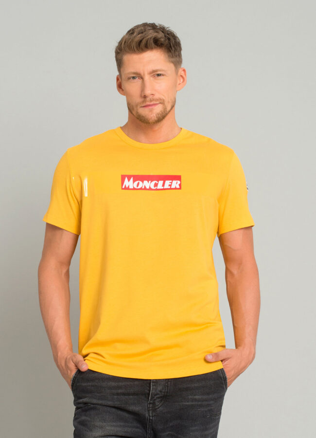 MONCLER - Żółty t-shirt z logo E2-091-80484-50-8390T