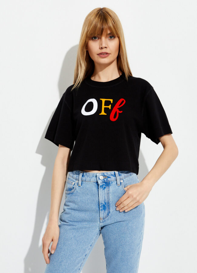 OFF-WHITE - Czarna koszulka z logo OWAA090S21JER0021084