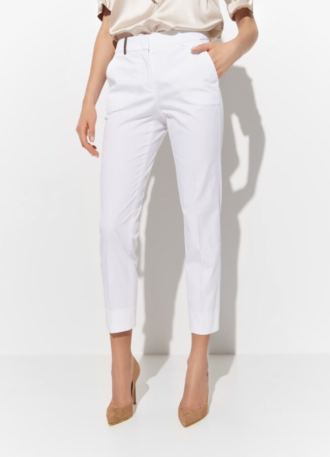 PESERICO - Białe spodnie w kant P0471801037/100