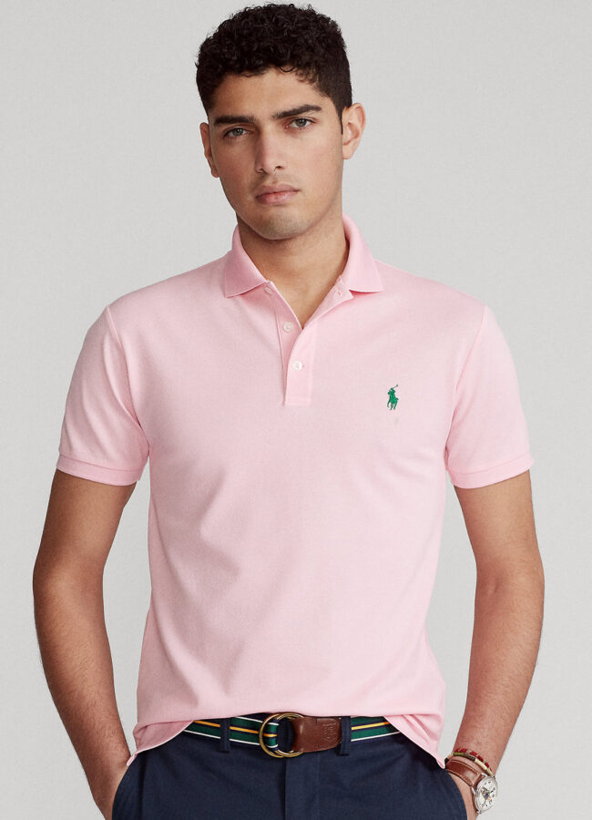 RALPH LAUREN - Różowa koszulka polo Slim Fit Stretch Mesh 710541705169