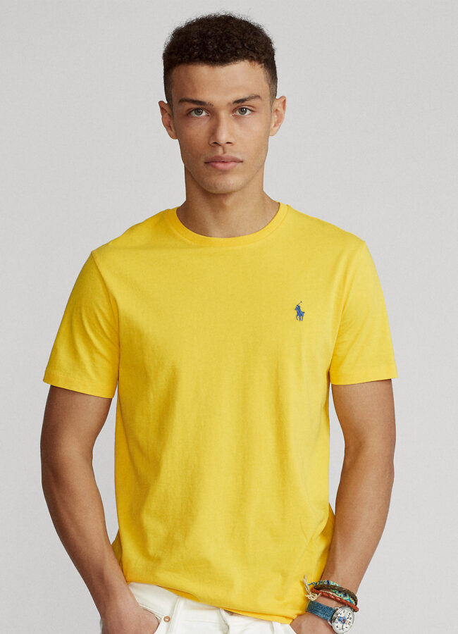 RALPH LAUREN - Żółty t-shirt Custom Slim Fit 710671438209
