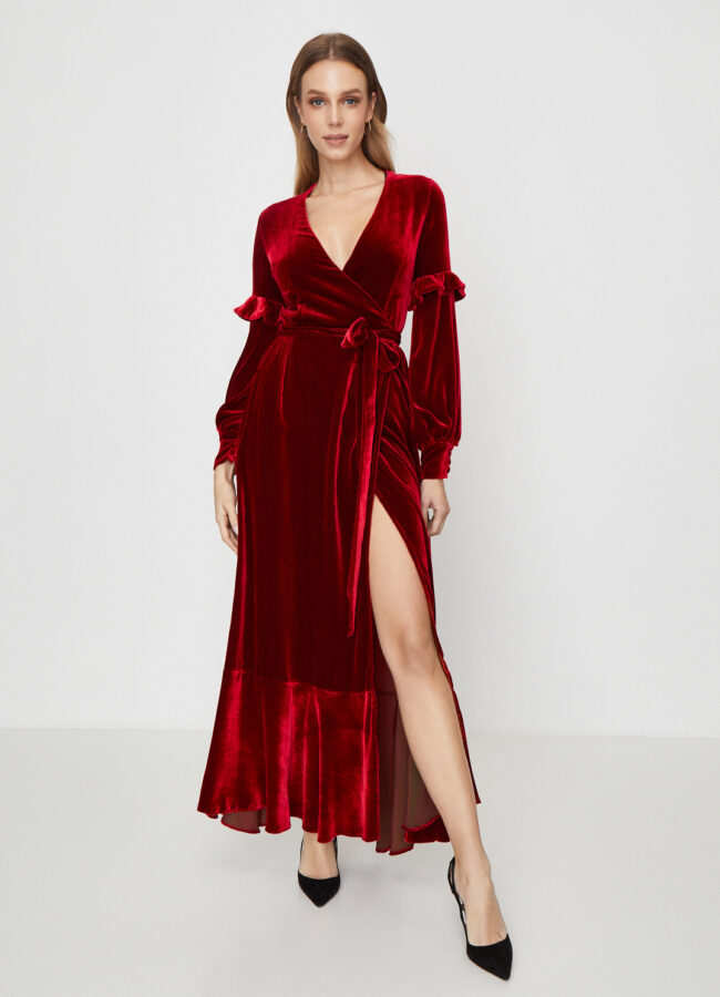 RAQUEL DINIZ - Czerwona jedwabna sukienka 18F107