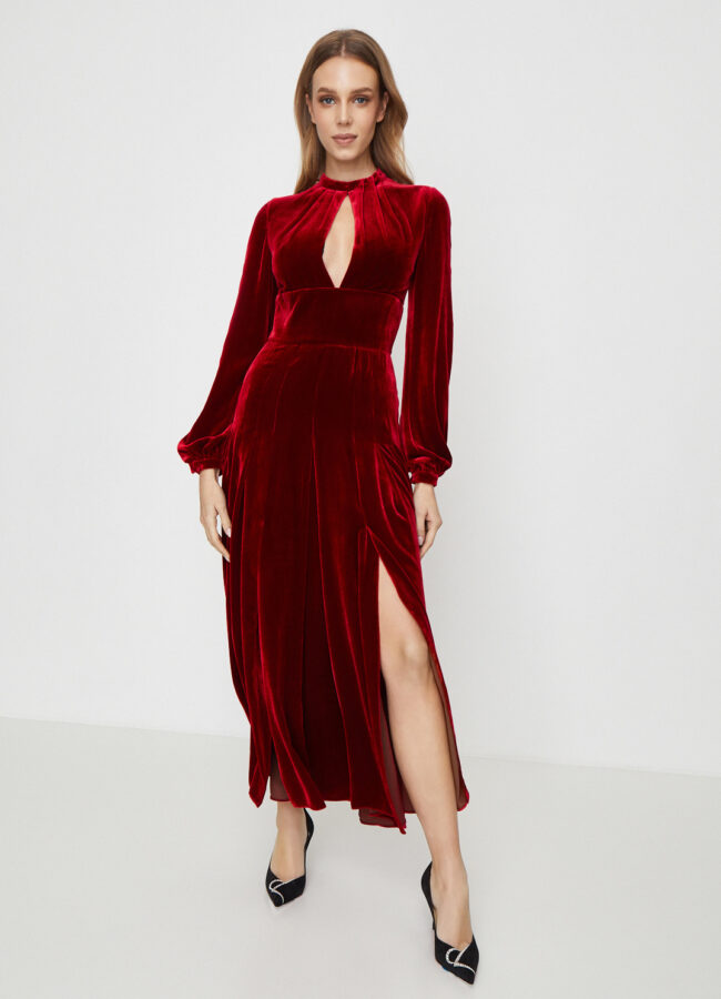RAQUEL DINIZ - Czerwona sukienka z jedwabiu 18F102