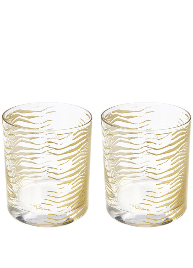 ROBERTO CAVALLI - Zestaw dwóch szklanek Zebra Gold 4689