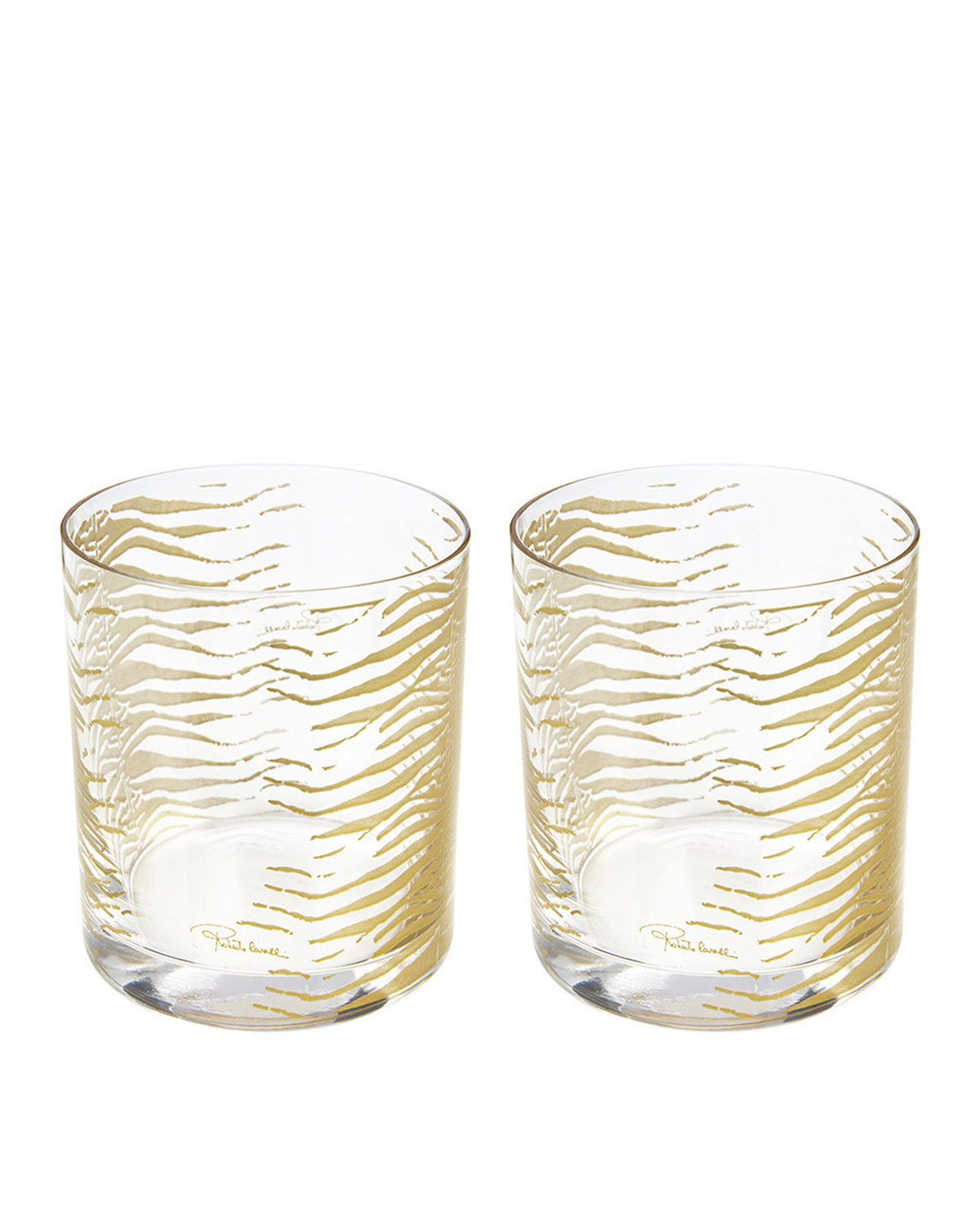 ROBERTO CAVALLI - Zestaw dwóch szklanek Zebra Gold 4689