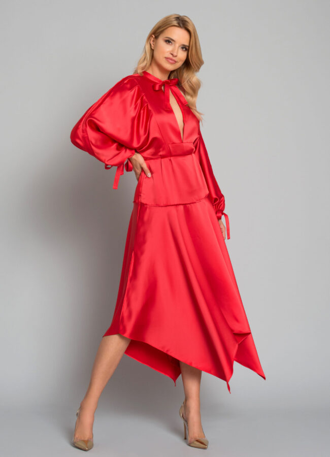 SELF PORTRAIT - Czerwona sukienka midi SP19-065R