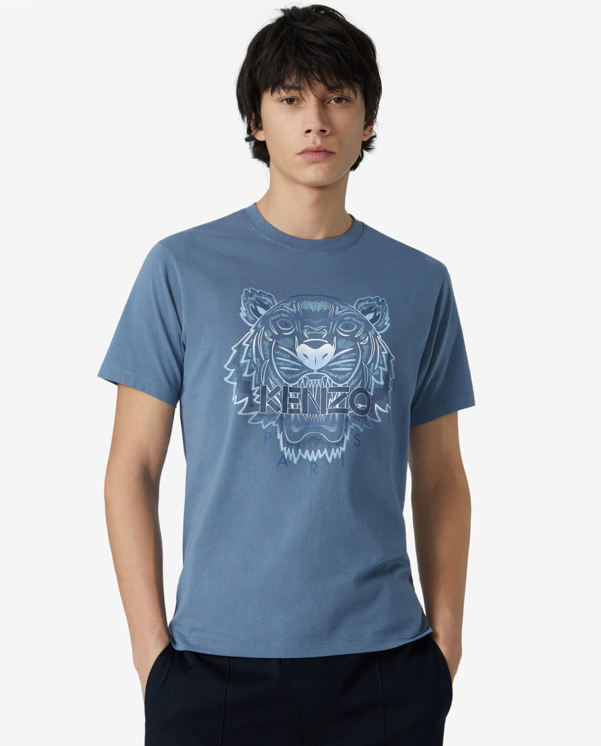 KENZO - Niebieska koszulka Gradient Tiger PFB55TS0264YG